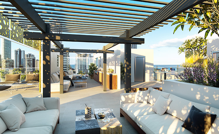 Exclusive resident rooftop terrace with BBQ and Spa